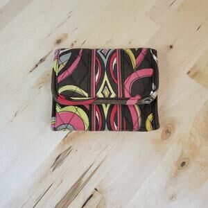 Vera Bradley Punicci Tri-Fold Wallet Womens 5" Quilted Fabric Retro Floral Soft